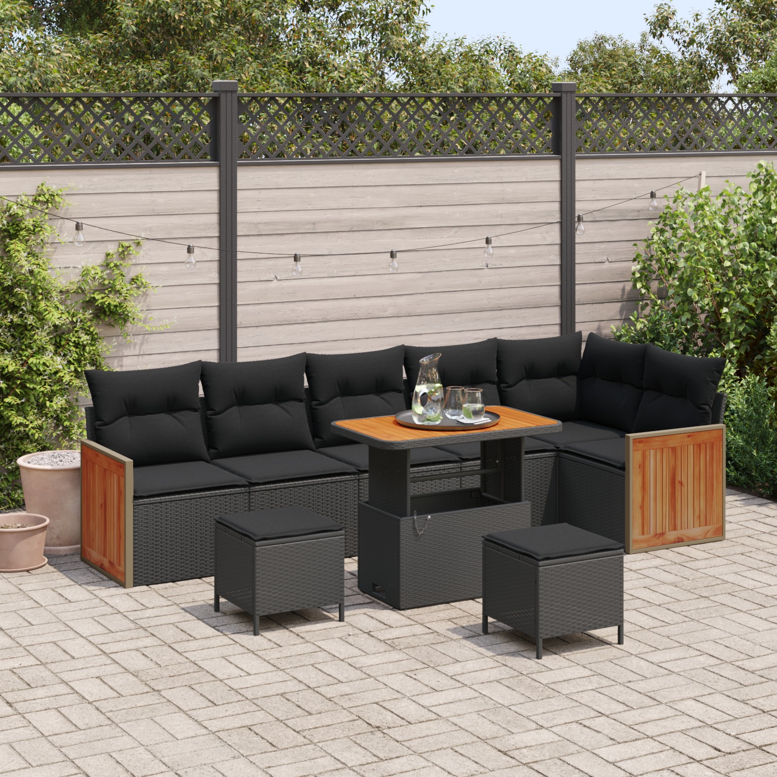 3363324 1 Set de canapele pentru grădină 9 pcs Negru 90 x 55 x 71 cm Set de canapele pentru grădină 9 pcs Negru 90 x 55 x 71 cm