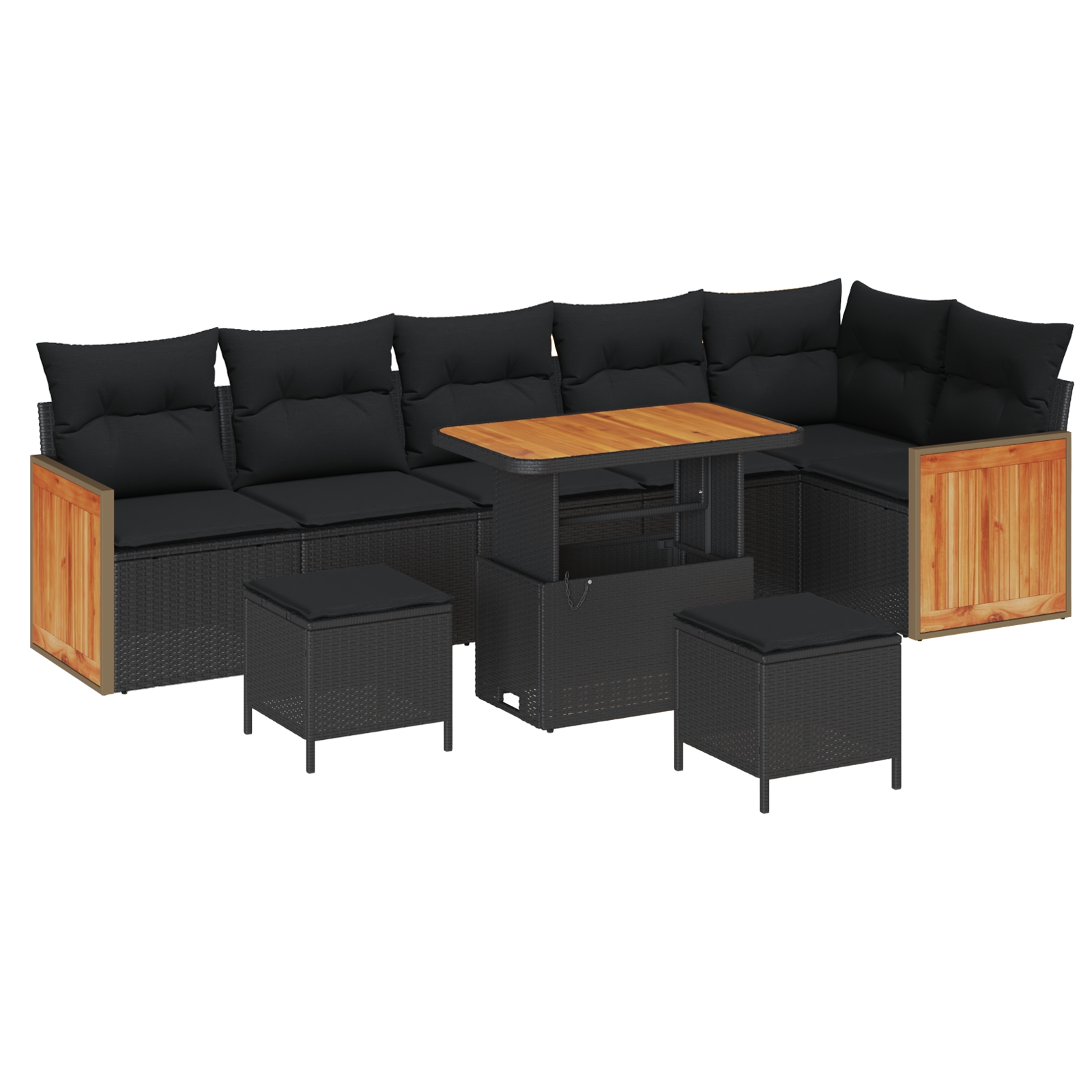3363324 2 Set de canapele pentru grădină 9 pcs Negru 90 x 55 x 71 cm Set de canapele pentru grădină 9 pcs Negru 90 x 55 x 71 cm - imagine 2