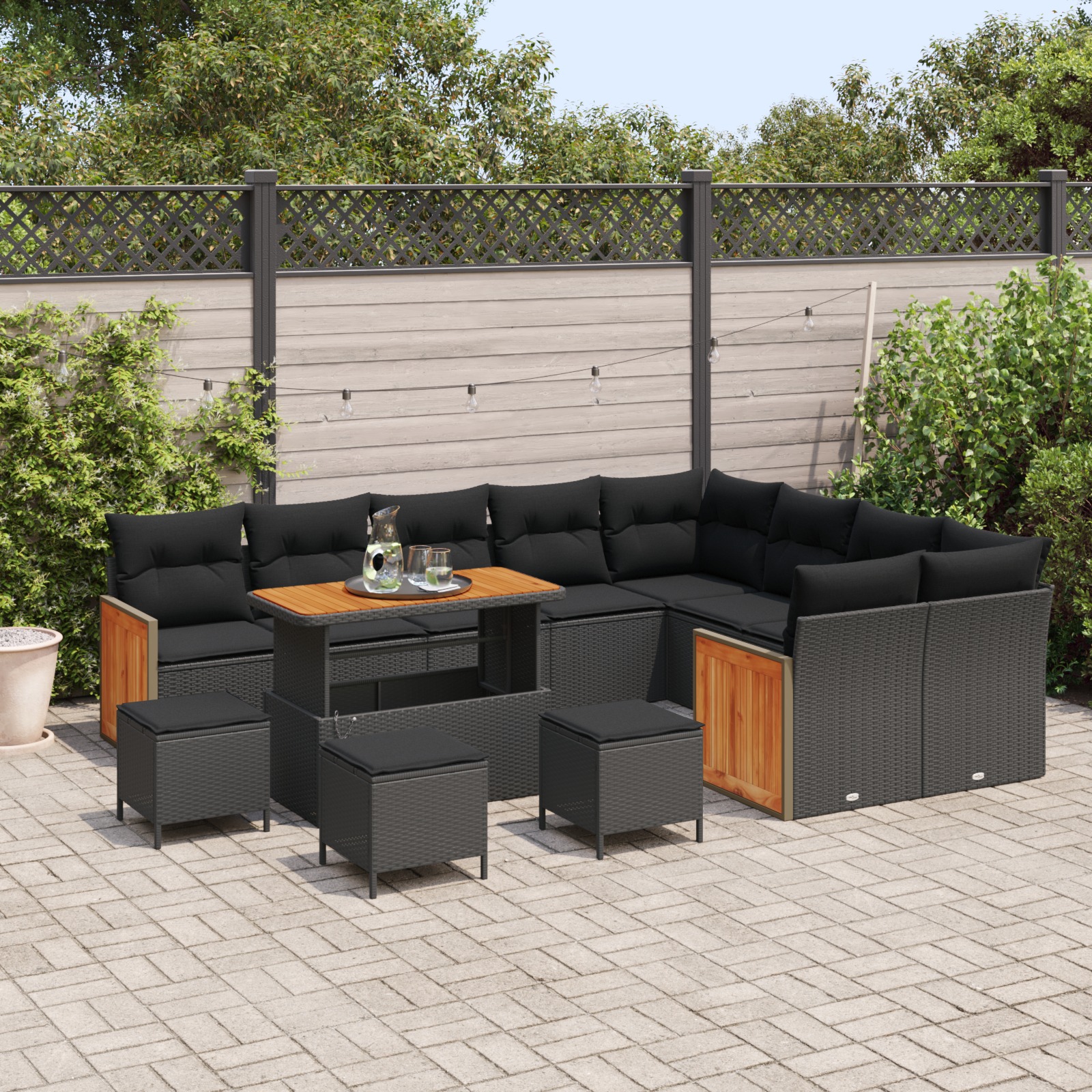 3363349 3 Set de canapele pentru grădină 13 pcs Negru 110 x 55 x 71 cm Set de canapele pentru grădină 13 pcs Negru 110 x 55 x 71 cm - imagine 3