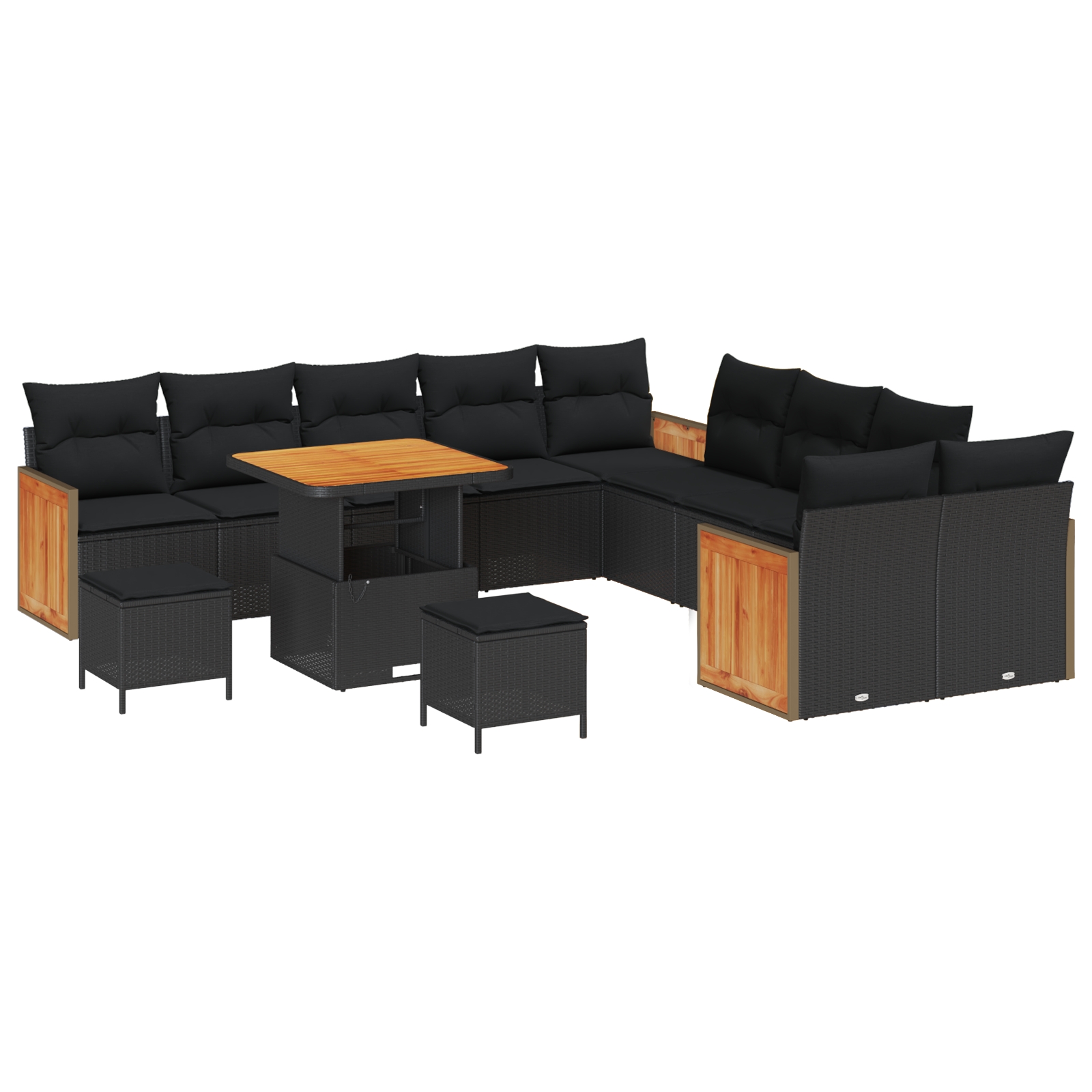 3363359 1 Set de canapele pentru grădină 13 pcs Negru 80 x 80 x 71 cm Set de canapele pentru grădină 13 pcs Negru 80 x 80 x 71 cm