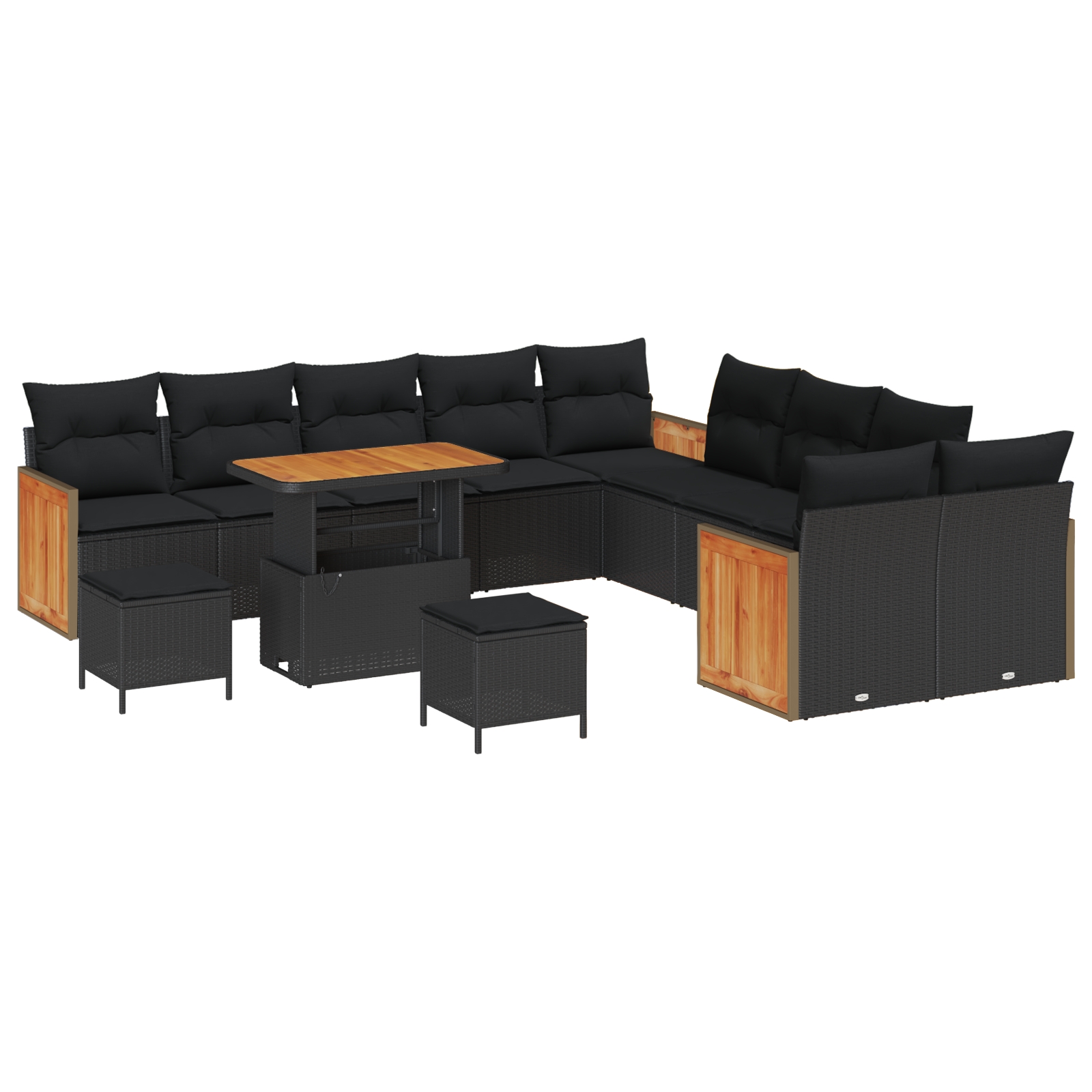 3363364 2 Set de canapele pentru grădină 13 pcs Negru 90 x 55 x 71 cm Set de canapele pentru grădină 13 pcs Negru 90 x 55 x 71 cm - imagine 2
