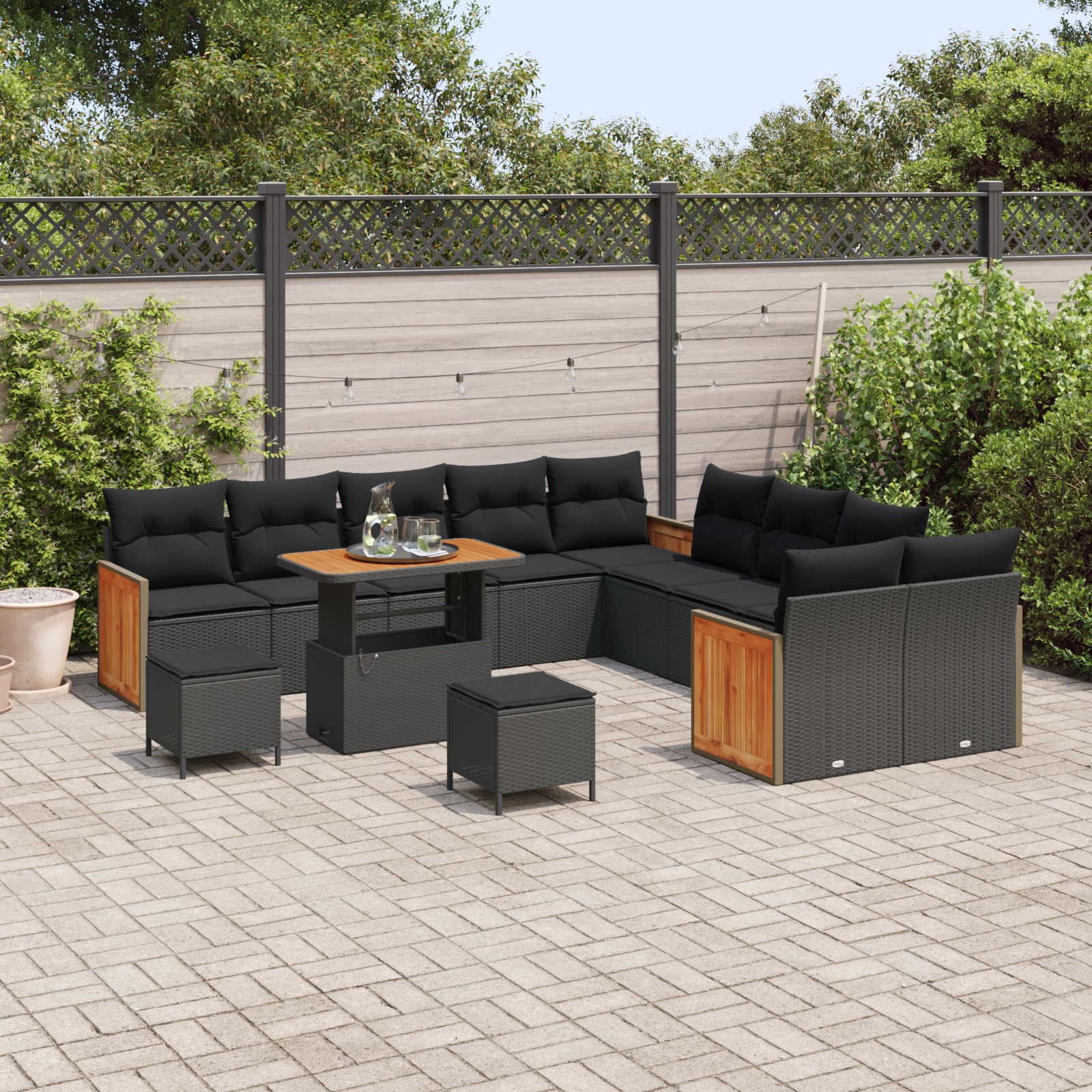 3363364 3 Set de canapele pentru grădină 13 pcs Negru 90 x 55 x 71 cm Set de canapele pentru grădină 13 pcs Negru 90 x 55 x 71 cm - imagine 3