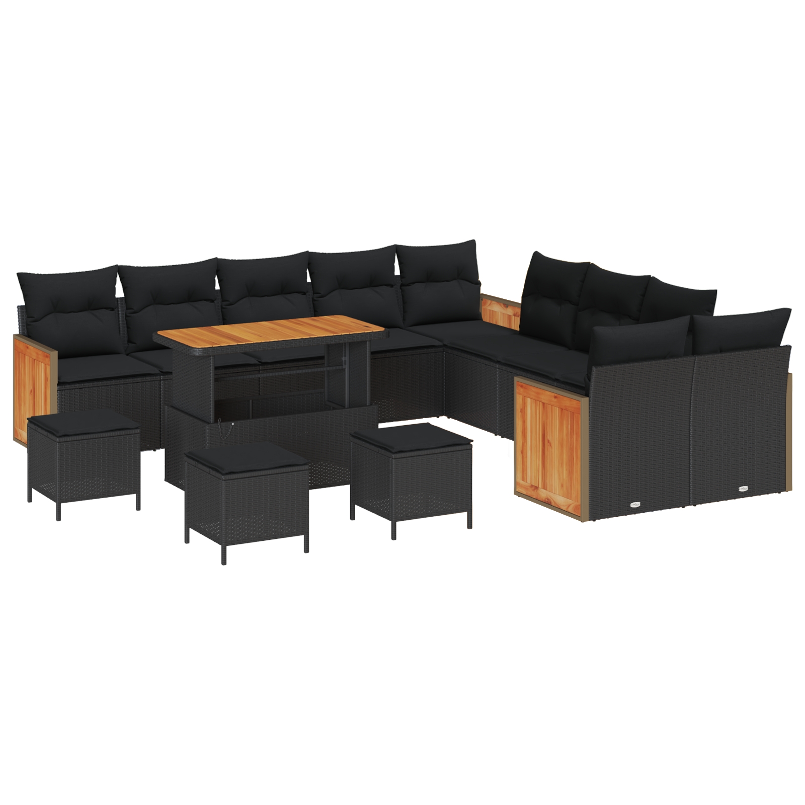 3363369 2 Set de canapele pentru grădină 14 pcs Negru 110 x 55 x 71 cm Set de canapele pentru grădină 14 pcs Negru 110 x 55 x 71 cm - imagine 2