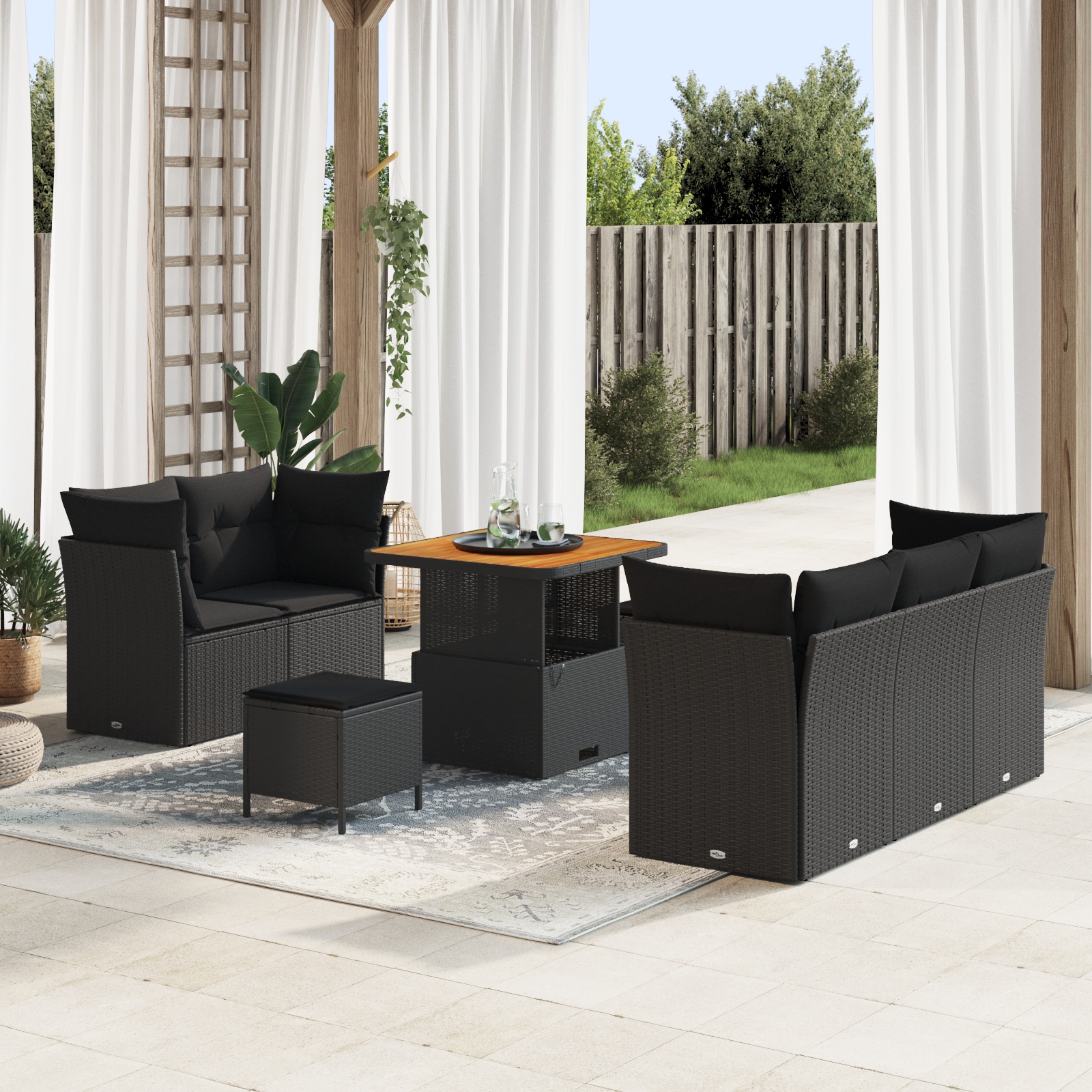 3363374 1 Set de canapele pentru grădină 8 pcs Negru 80 x 80 x 71 cm Set de canapele pentru grădină 8 pcs Negru 80 x 80 x 71 cm