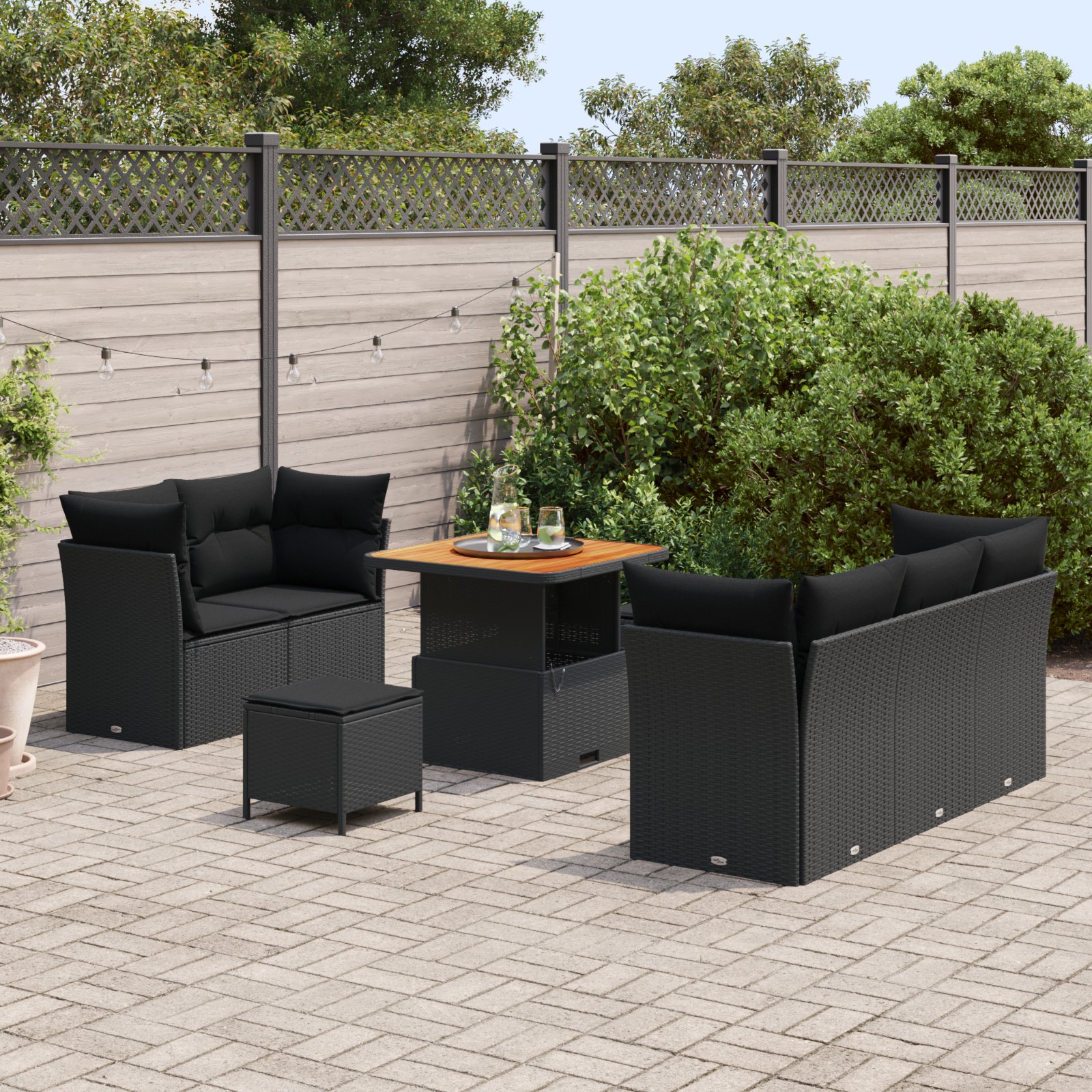3363374 3 Set de canapele pentru grădină 8 pcs Negru 80 x 80 x 71 cm Set de canapele pentru grădină 8 pcs Negru 80 x 80 x 71 cm - imagine 3