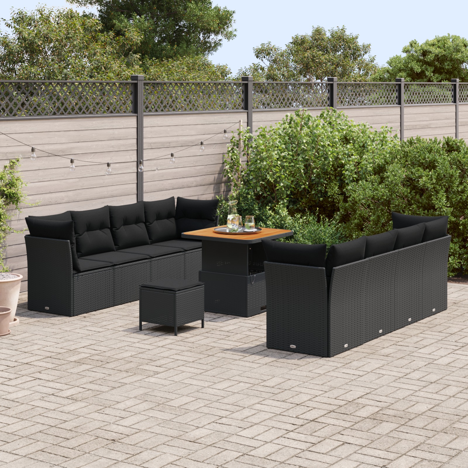 3363404 3 Set de canapele pentru grădină 11 pcs Negru 80 x 80 x 71 cm Set de canapele pentru grădină 11 pcs Negru 80 x 80 x 71 cm - imagine 3