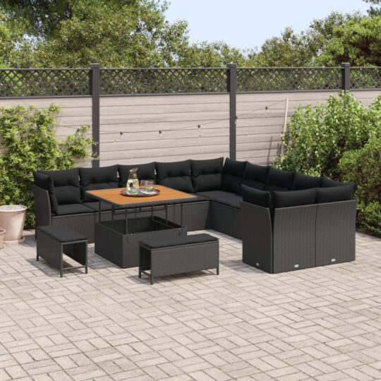 3363484 3 Set de canapele pentru grădină 13 pcs Negru 100 x 100 x 71 cm 3363484 3