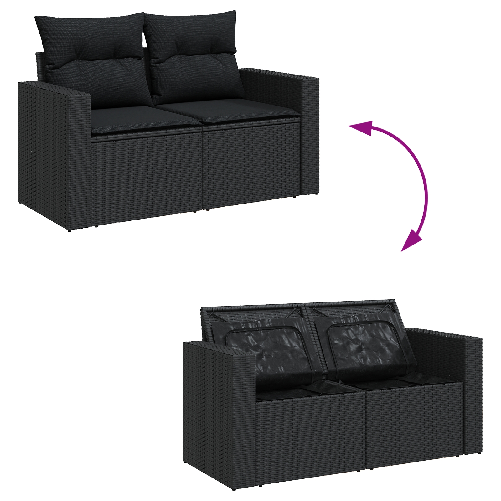 3363609 10 Set de canapele pentru grădină 13 pcs Negru 110 x 55 x 71 cm Set de canapele pentru grădină 13 pcs Negru 110 x 55 x 71 cm - imagine 10