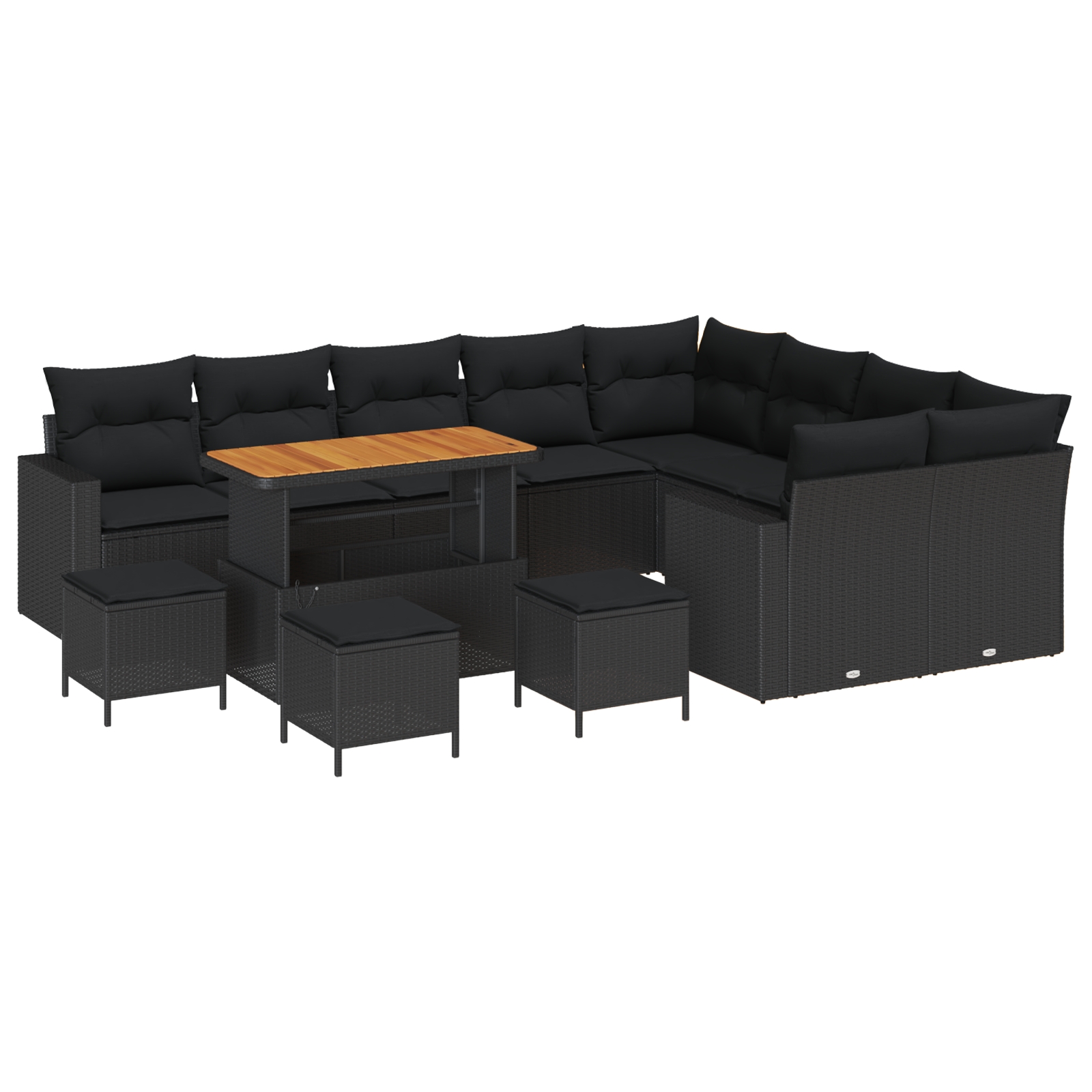 3363609 2 Set de canapele pentru grădină 13 pcs Negru 110 x 55 x 71 cm Set de canapele pentru grădină 13 pcs Negru 110 x 55 x 71 cm - imagine 2