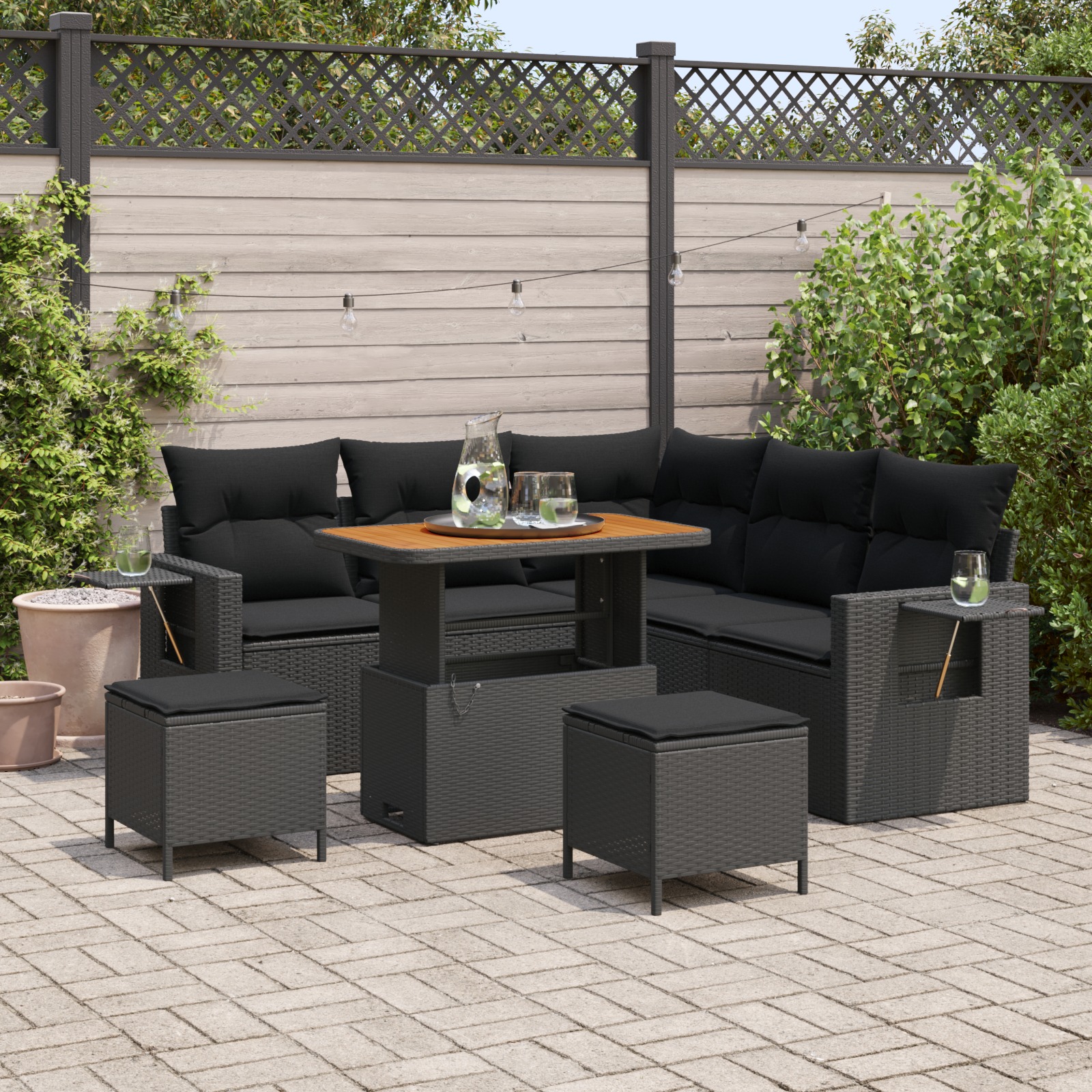 3363694 1 Set de canapele pentru grădină 8 pcs Negru 90 x 55 x 71 cm Set de canapele pentru grădină 8 pcs Negru 90 x 55 x 71 cm