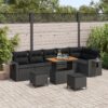3363714 1 Set de canapele pentru grădină 9 pcs Negru Rattan poli 3363714 1