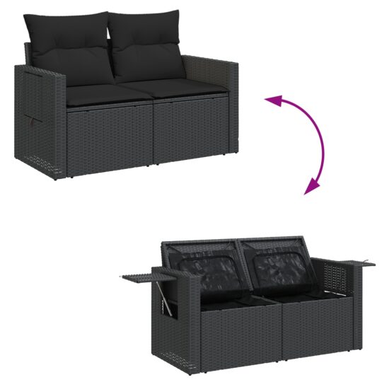 3363714 12 Set de canapele pentru grădină 9 pcs Negru Rattan poli 3363714 12