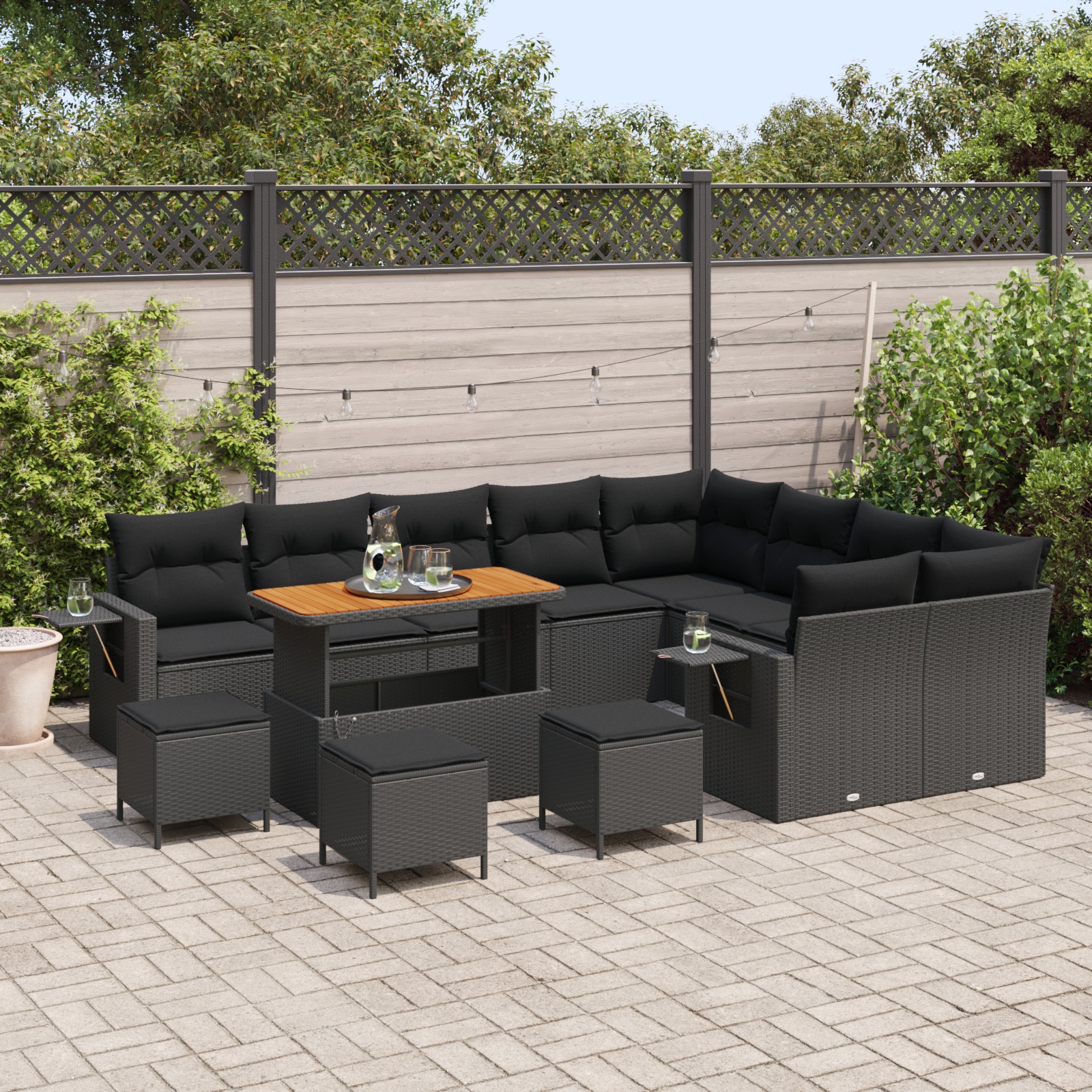 3363739 3 Set de canapele pentru grădină 13 pcs Negru 110 x 55 x 71 cm Set de canapele pentru grădină 13 pcs Negru 110 x 55 x 71 cm - imagine 3