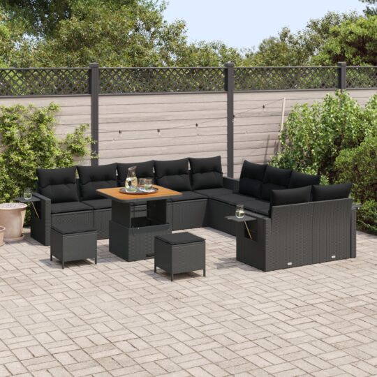 3363749 3 Set de canapele pentru grădină 13 pcs Negru Rattan poli 3363749 3