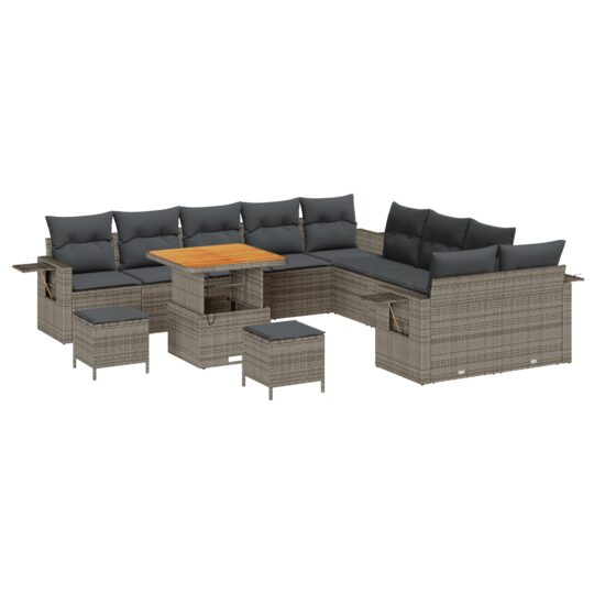 Alternative view of Set de canapele pentru grădină 13 pcs Gri Rattan poli
