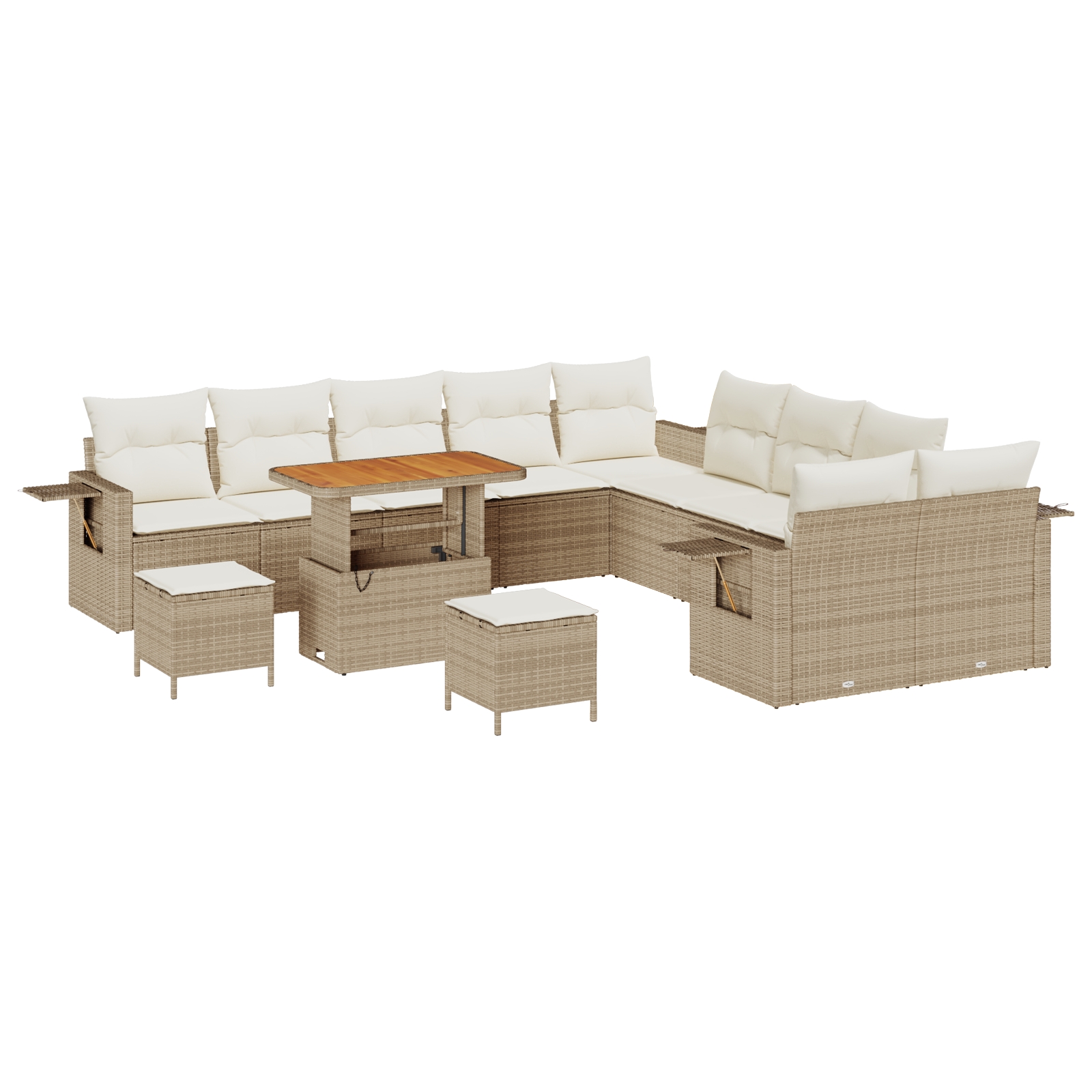 3363756 2 Set de canapele pentru grădină 13 pcs Bej Rattan poli Set de canapele pentru grădină 13 pcs Bej Rattan poli - imagine 2
