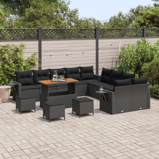 3363759 3 Set de canapele pentru grădină 14 pcs Negru Rattan poli 3363759 3