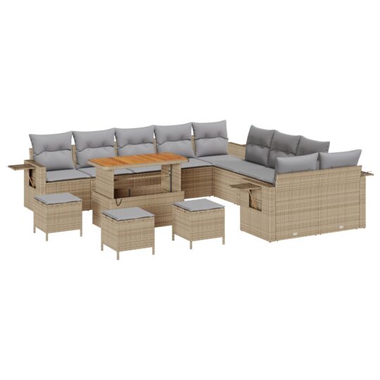 3363762 2 Set de canapele pentru grădină 14 pcs Bej Rattan poli 3363762 2