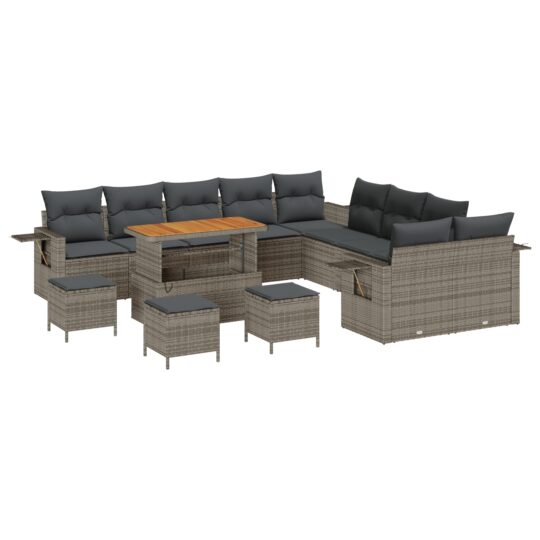 3363763 2 Set de canapele pentru grădină 14 pcs Gri Rattan poli 3363763 2