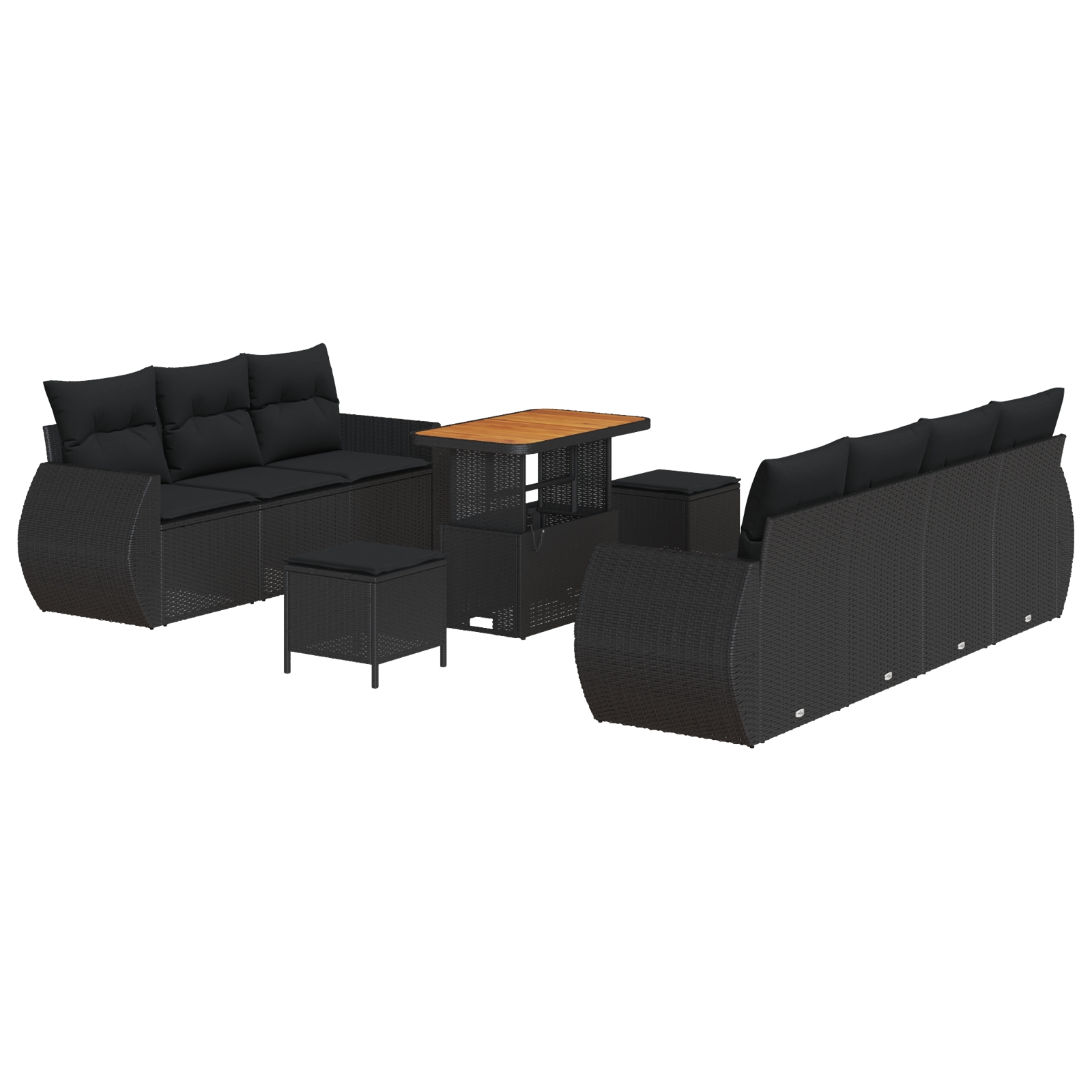 3363789 2 Set de canapele pentru grădină 10 pcs Negru 90 x 55 x 71 cm Set de canapele pentru grădină 10 pcs Negru 90 x 55 x 71 cm - imagine 2