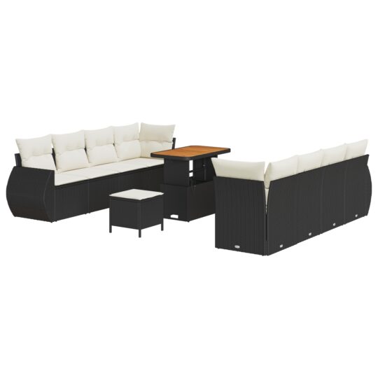 3363800 2 Set de canapele pentru grădină 11 pcs Negru Rattan poli 3363800 2