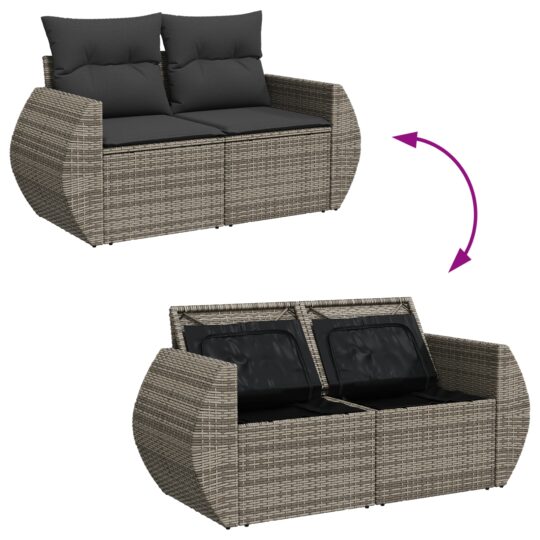 3363808 12 Set de canapele pentru grădină 11 pcs Gri Rattan poli 3363808 12