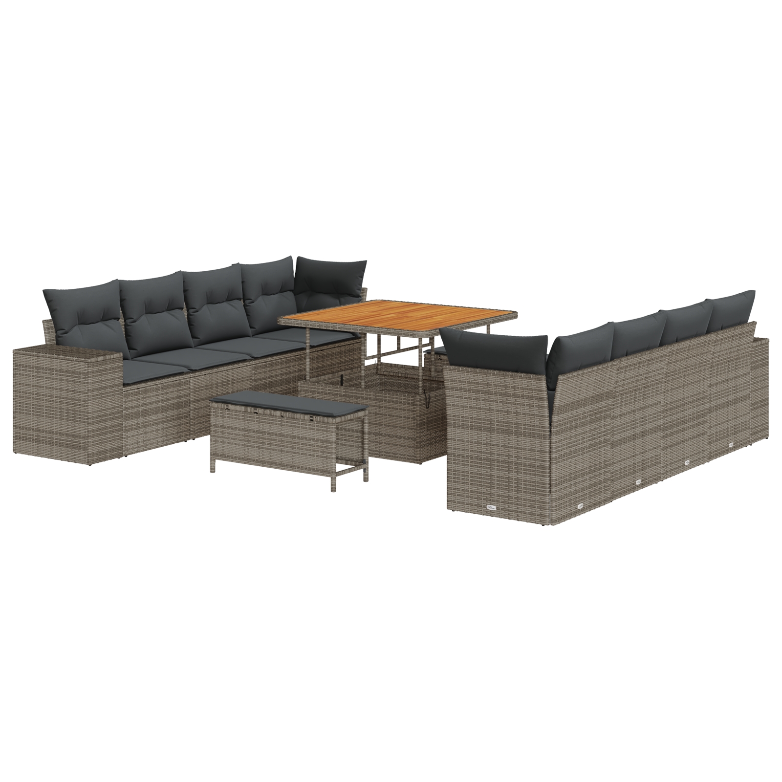 3363938 2 Set de canapele pentru grădină 11 pcs Gri 100 x 100 x 71 cm Set de canapele pentru grădină 11 pcs Gri 100 x 100 x 71 cm - imagine 2