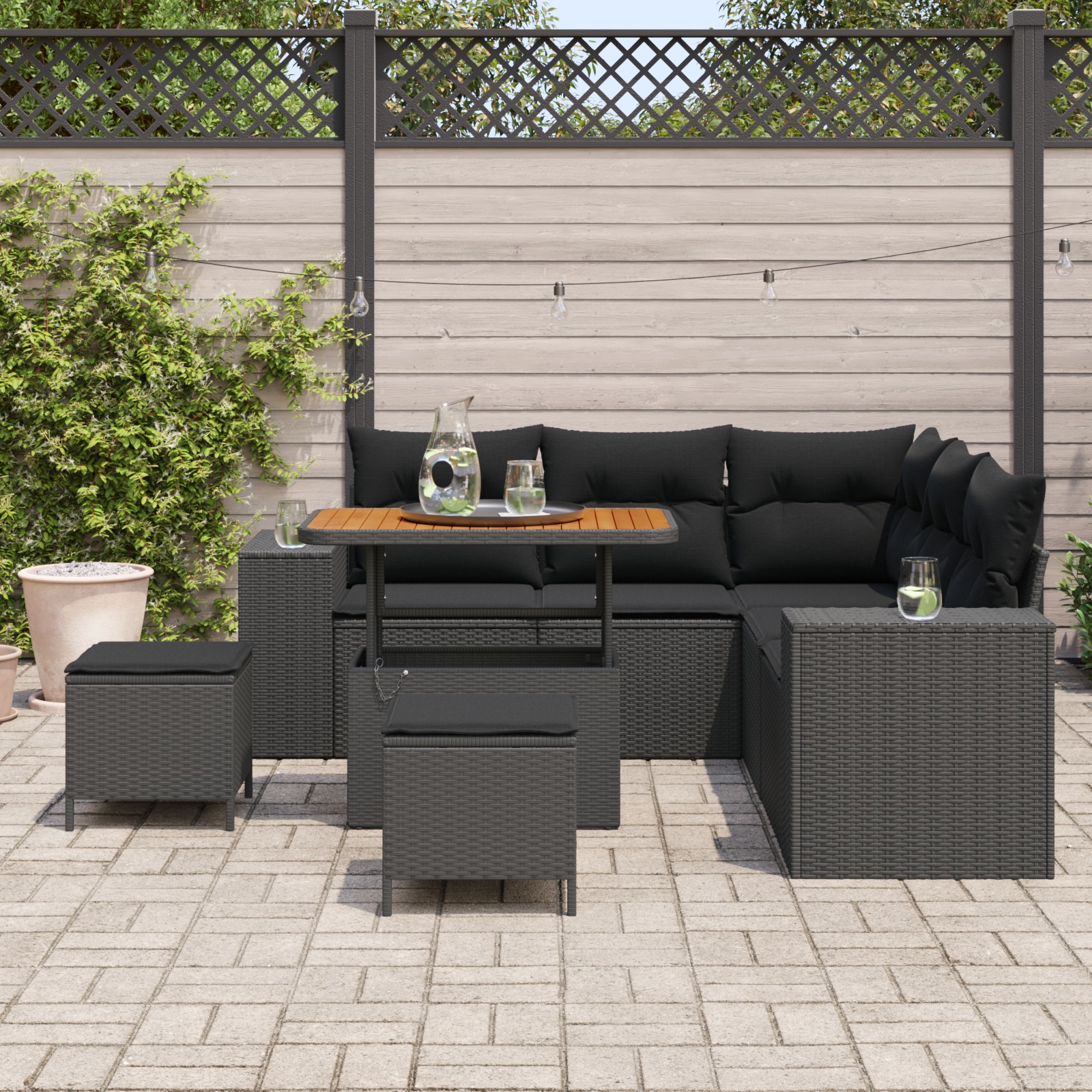 3363954 3 Set de canapele pentru grădină 8 pcs Negru 90 x 55 x 71 cm Set de canapele pentru grădină 8 pcs Negru 90 x 55 x 71 cm - imagine 3