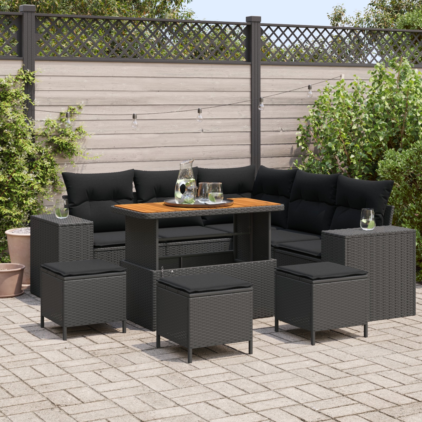 3363959 1 Set de canapele pentru grădină 9 pcs Negru 110 x 55 x 71 cm Set de canapele pentru grădină 9 pcs Negru 110 x 55 x 71 cm