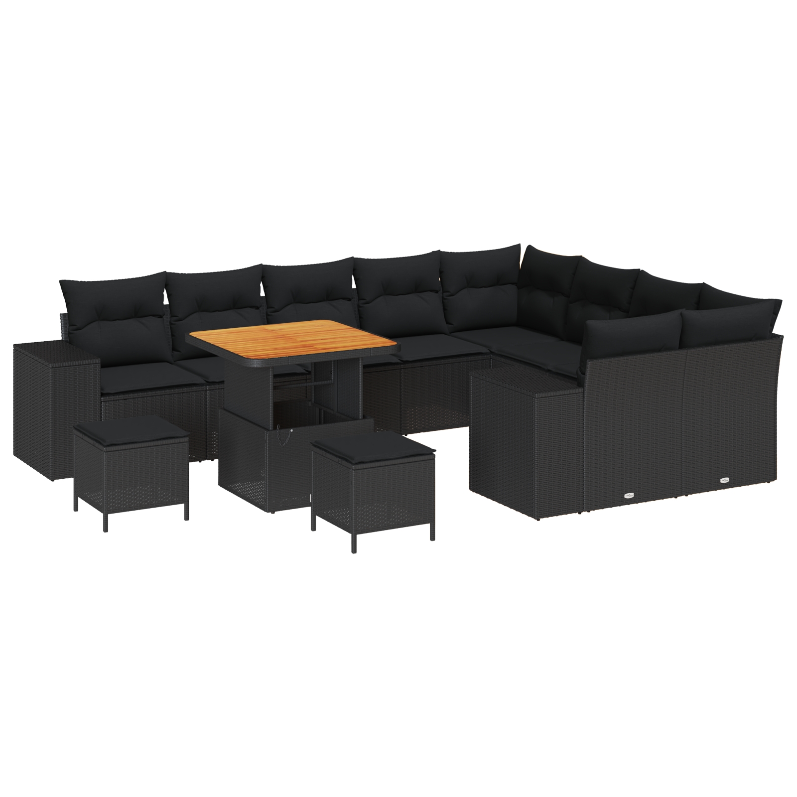 3363989 2 Set de canapele pentru grădină 12 pcs Negru 80 x 80 x 71 cm Set de canapele pentru grădină 12 pcs Negru 80 x 80 x 71 cm - imagine 2