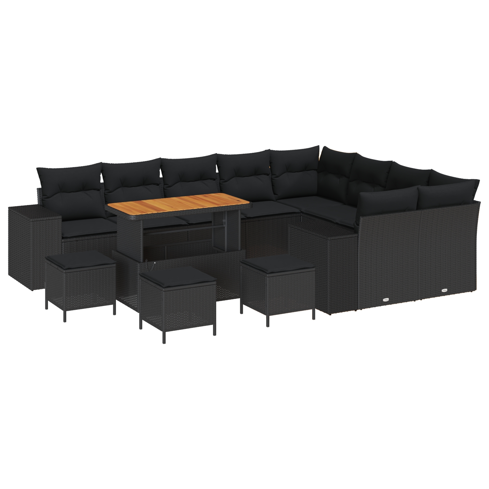 3363999 2 Set de canapele pentru grădină 13 pcs Negru 110 x 55 x 71 cm Set de canapele pentru grădină 13 pcs Negru 110 x 55 x 71 cm - imagine 2