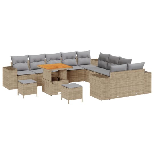 Alternative view of Set de canapele pentru grădină 13 pcs Beige și gri deschis