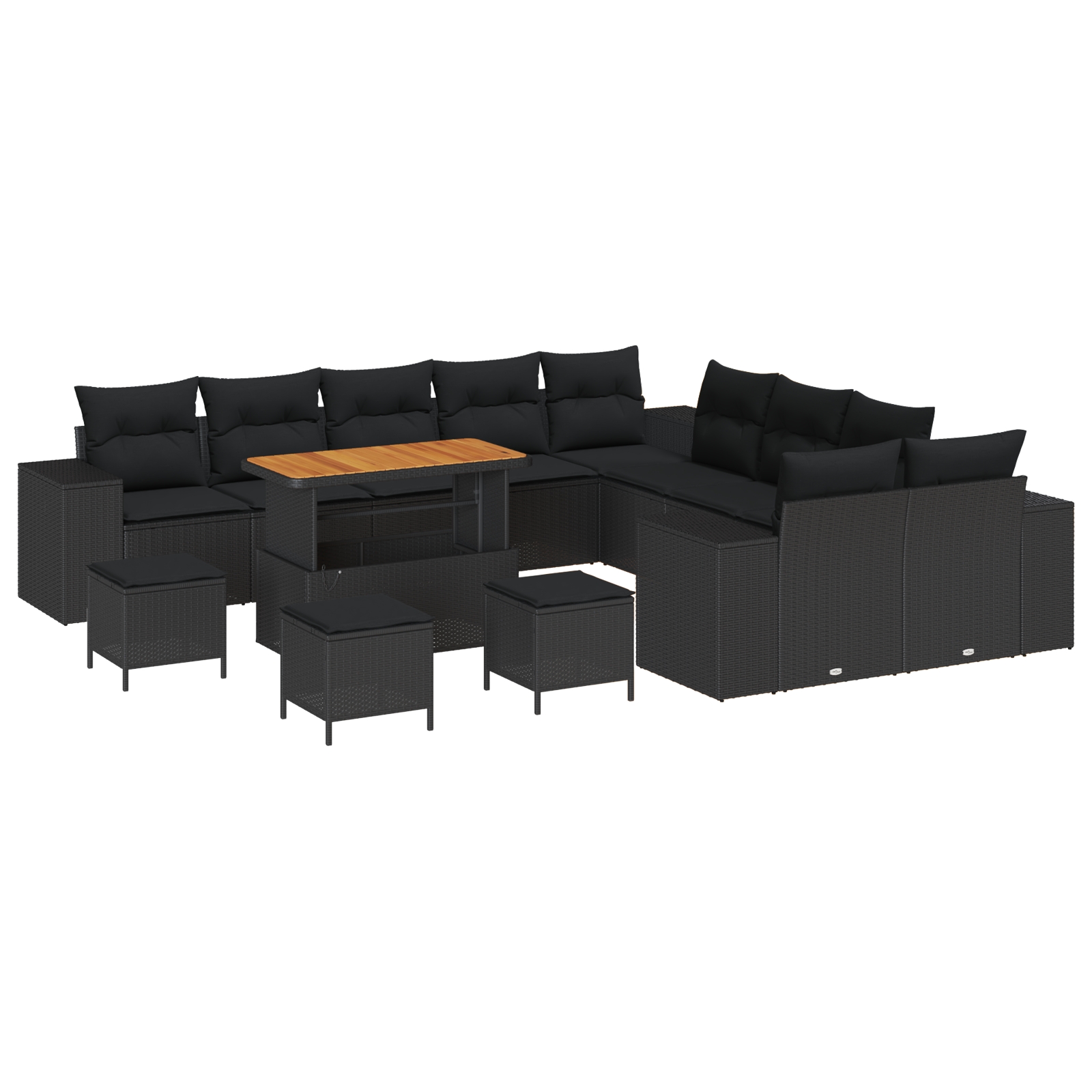 3364019 2 Set de canapele pentru grădină 14 pcs Negru 110 x 55 x 71 cm Set de canapele pentru grădină 14 pcs Negru 110 x 55 x 71 cm - imagine 2