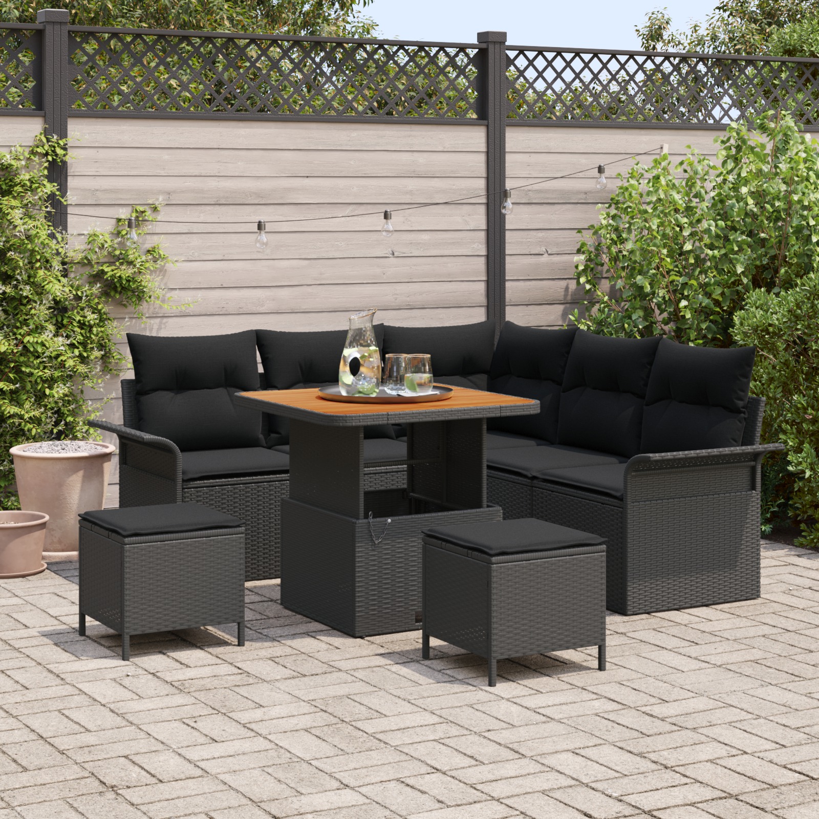 3364079 1 Set de canapele pentru grădină 8 pcs Negru 80 x 80 x 71 cm Set de canapele pentru grădină 8 pcs Negru 80 x 80 x 71 cm