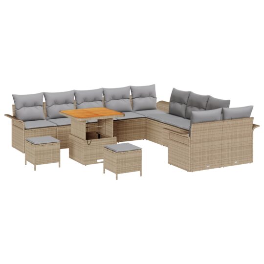 Alternative view of Set de canapele pentru grădină 13 pcs Beige și gri deschis
