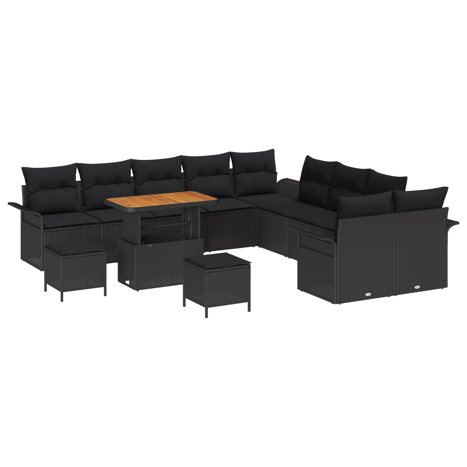 3364144 2 Set de canapele pentru grădină 13 pcs Negru 90 x 55 x 71 cm Set de canapele pentru grădină 13 pcs Negru 90 x 55 x 71 cm - imagine 2