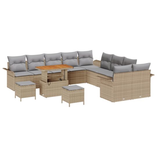 Alternative view of Set de canapele pentru grădină 13 pcs Beige și gri deschis