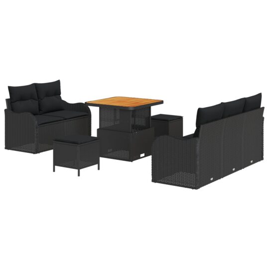 3364154 2 Set de canapele pentru grădină 8 pcs Negru 80 x 80 x 71 cm 3364154 2