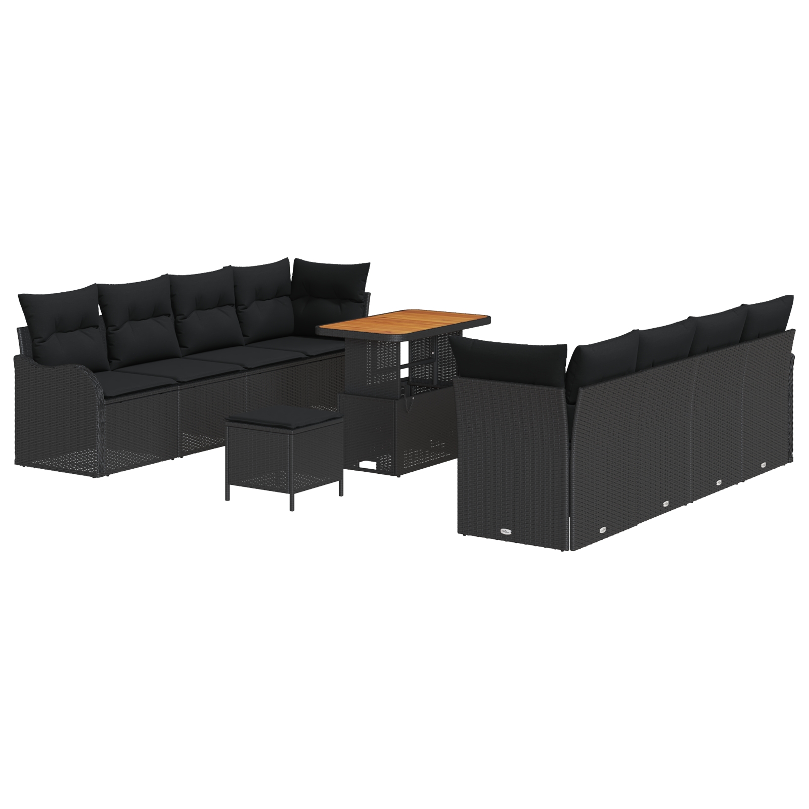 3364189 2 Set de canapele pentru grădină 11 pcs Negru 90 x 55 x 71 cm Set de canapele pentru grădină 11 pcs Negru 90 x 55 x 71 cm - imagine 2