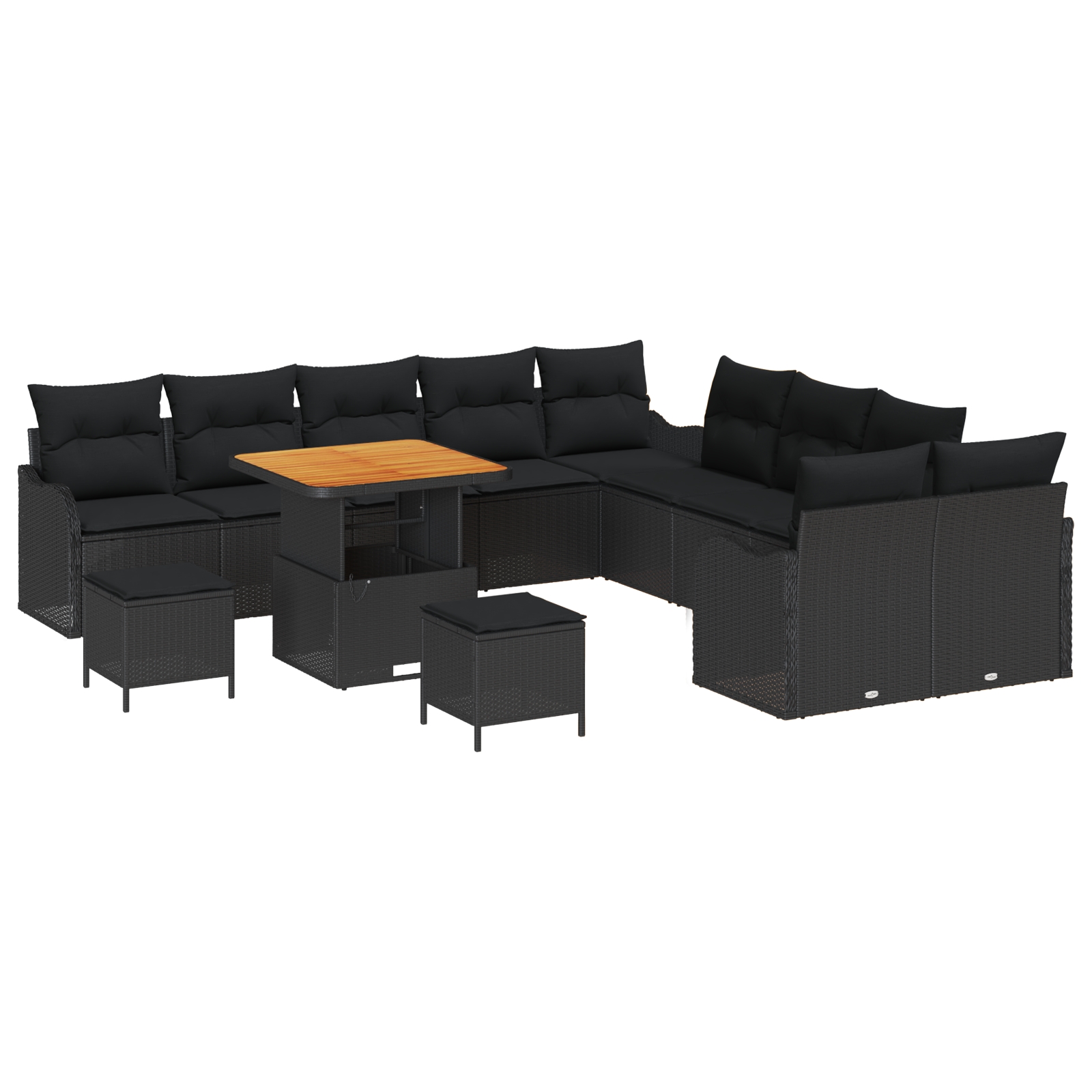 3364269 2 Set de canapele pentru grădină 13 pcs Negru 80 x 80 x 71 cm Set de canapele pentru grădină 13 pcs Negru 80 x 80 x 71 cm - imagine 2