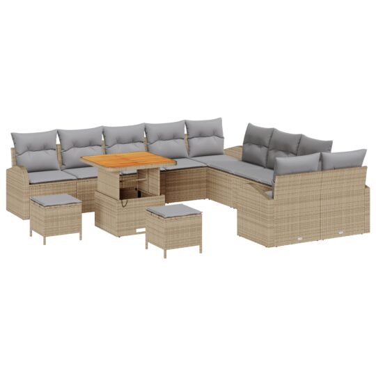 Alternative view of Set de canapele pentru grădină 13 pcs Beige și gri deschis