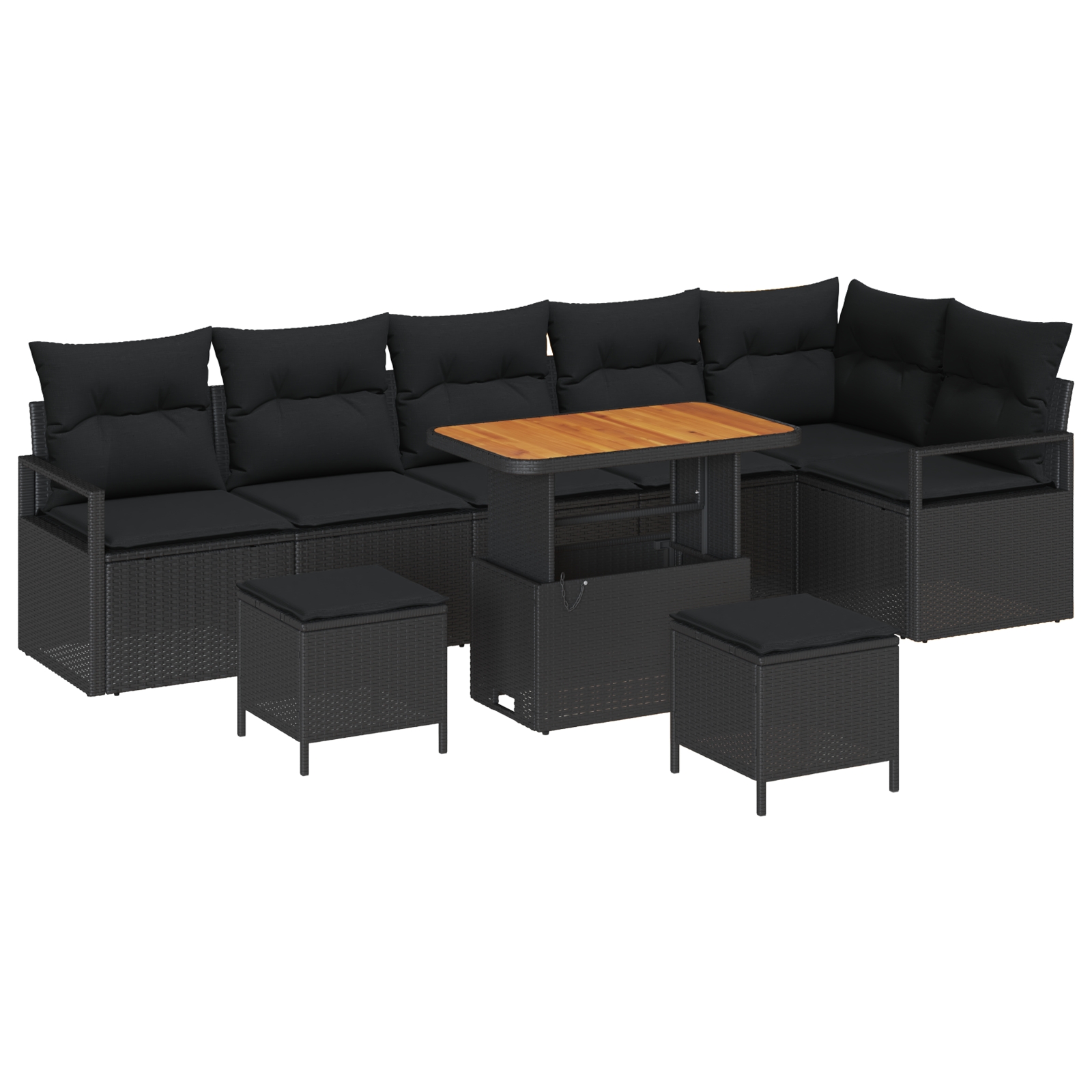 3364494 2 Set de canapele pentru grădină 9 pcs Negru 90 x 55 x 71 cm Set de canapele pentru grădină 9 pcs Negru 90 x 55 x 71 cm - imagine 2