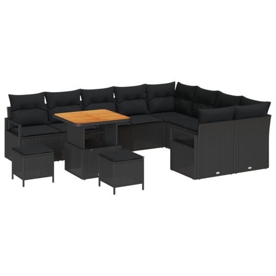 3364509 2 Set de canapele pentru grădină 12 pcs Negru 80 x 80 x 71 cm 3364509 2