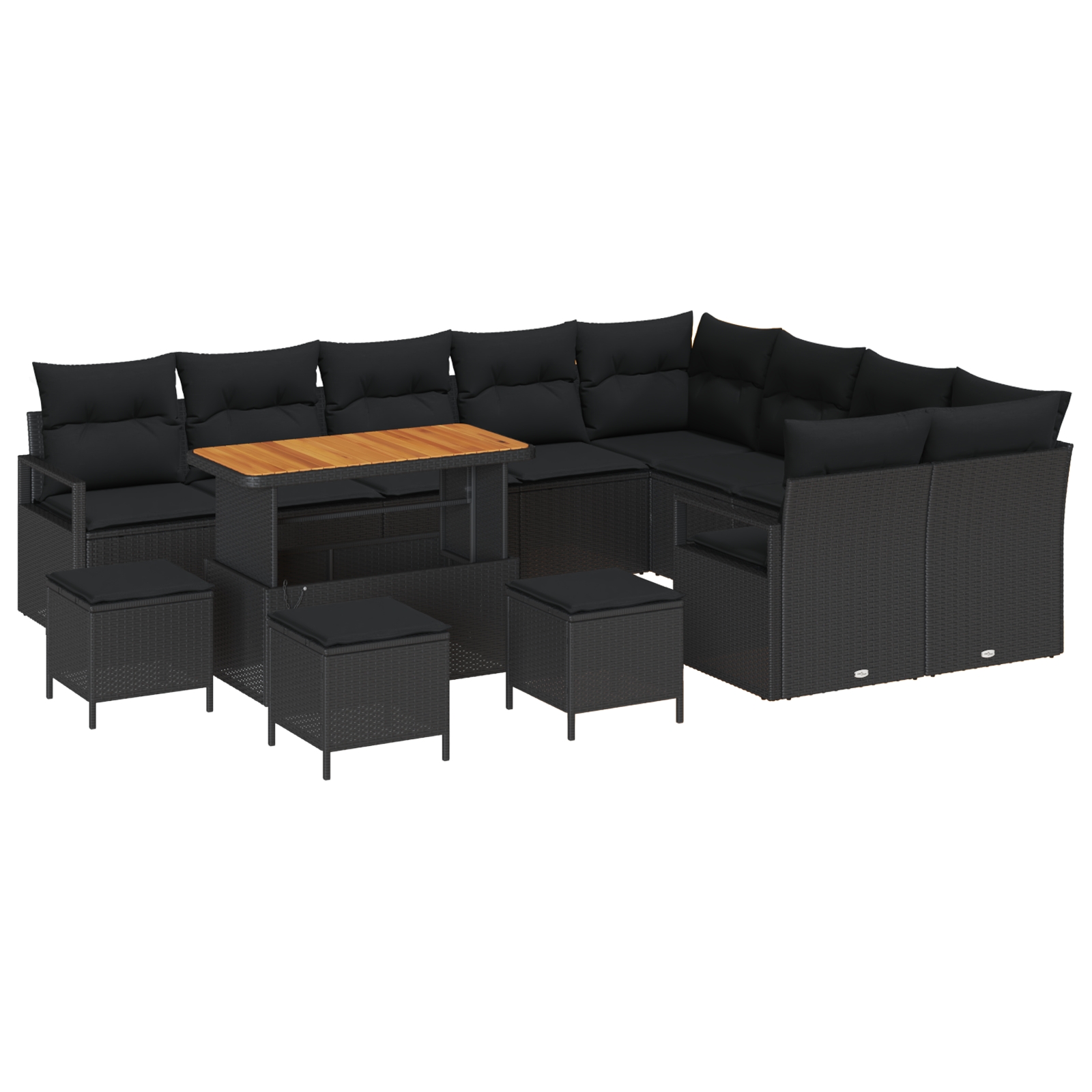 3364519 2 Set de canapele pentru grădină 13 pcs Negru 110 x 55 x 71 cm Set de canapele pentru grădină 13 pcs Negru 110 x 55 x 71 cm - imagine 2