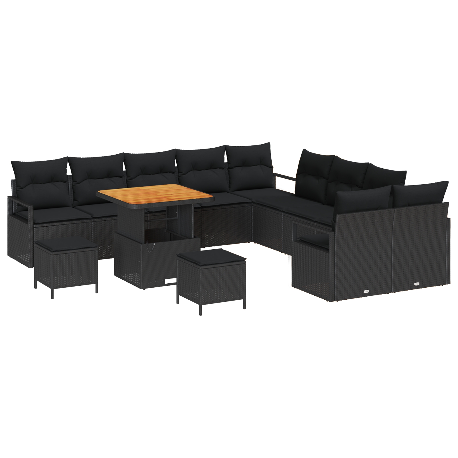 3364529 2 Set de canapele pentru grădină 13 pcs Negru 80 x 80 x 71 cm Set de canapele pentru grădină 13 pcs Negru 80 x 80 x 71 cm - imagine 2