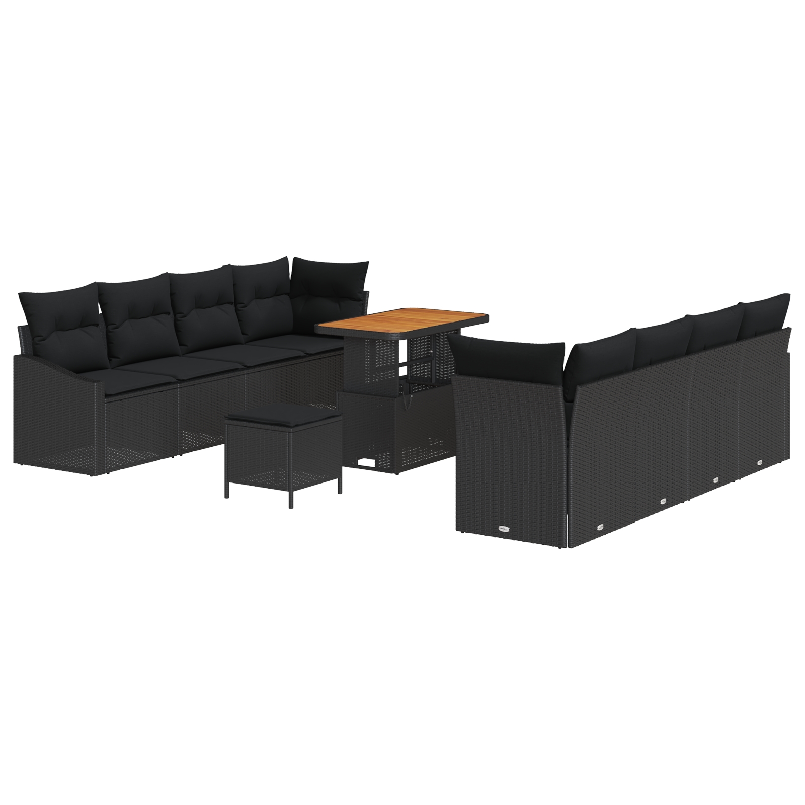 3364579 2 Set de canapele pentru grădină 11 pcs Negru 90 x 55 x 71 cm Set de canapele pentru grădină 11 pcs Negru 90 x 55 x 71 cm - imagine 2