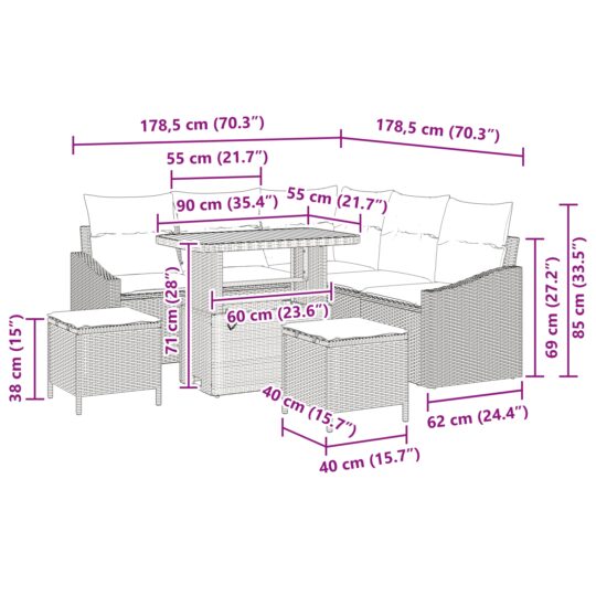 3364606 12 Set de canapele pentru grădină cu pernă 8 pcs Bej și crem 3364606 12