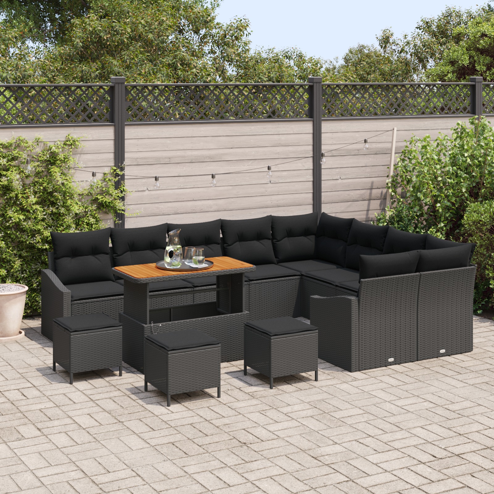 3364649 3 Set de canapele pentru grădină 13 pcs Negru 110 x 55 x 71 cm Set de canapele pentru grădină 13 pcs Negru 110 x 55 x 71 cm - imagine 3