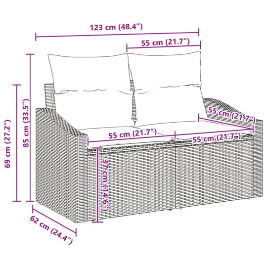 3364665 13 Set de canapele pentru grădină cu pernă 13 pcs Negru și Crem 3364665 13