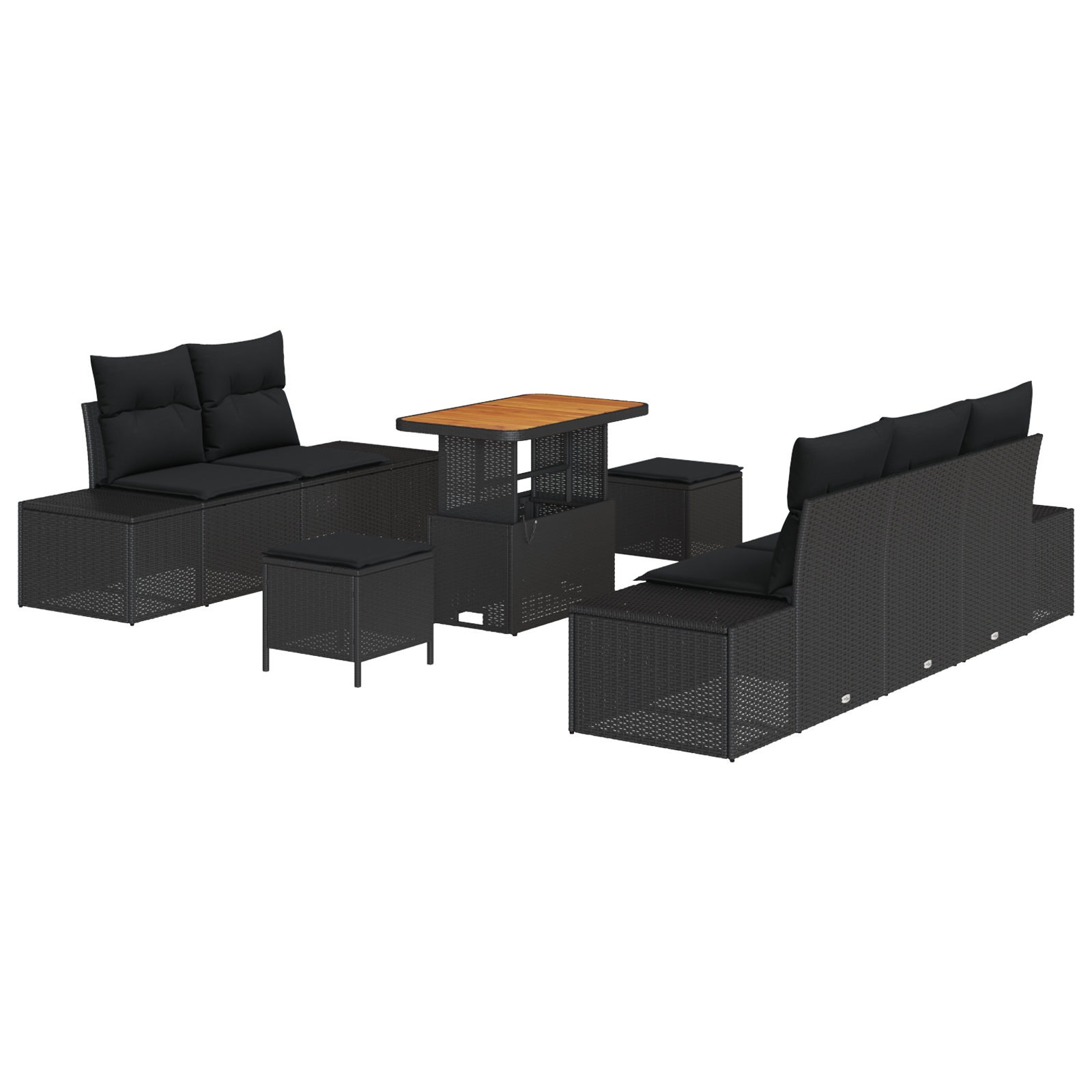 3364679 2 Set de canapele pentru grădină 8 pcs Negru 90 x 55 x 71 cm Set de canapele pentru grădină 8 pcs Negru 90 x 55 x 71 cm - imagine 2
